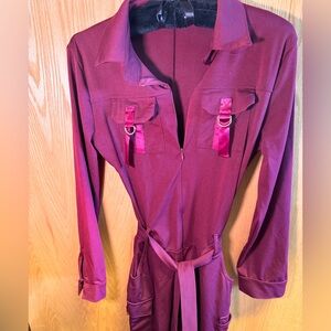 Wine Red Floor Length Romper